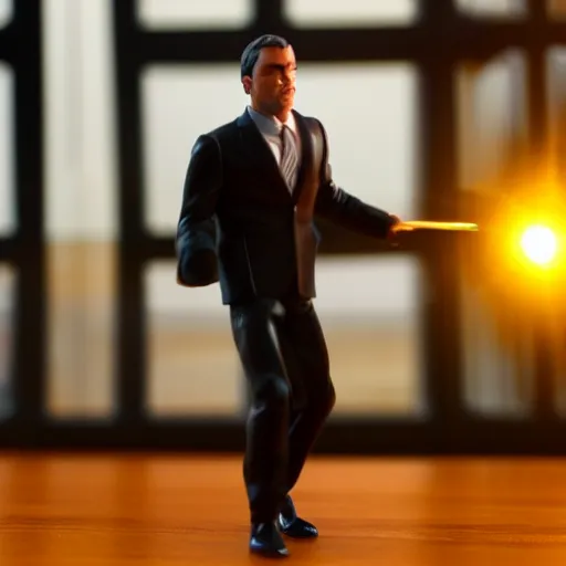 Image similar to office worker action figure, highly detailed, studio lighting