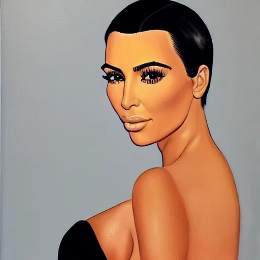 Prompt: kim kardashian, head and shoulders portrait, extremely detailed masterpiece, one single continues line.