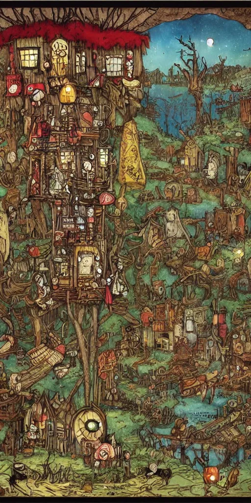 Image similar to a pilgram and native american scene by alexander jansson and where's waldo
