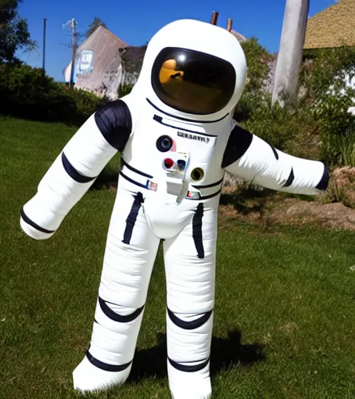 Prompt: a giant inflatable astronaut action figure