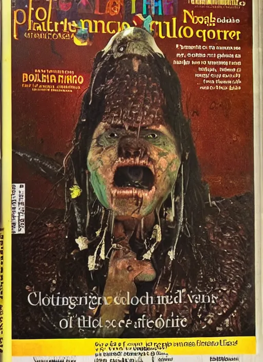 Prompt: portrait photo of the half crocodile tribe necromancer from Colombia and Madagascar, full color magazine article by National Geographic (1998)