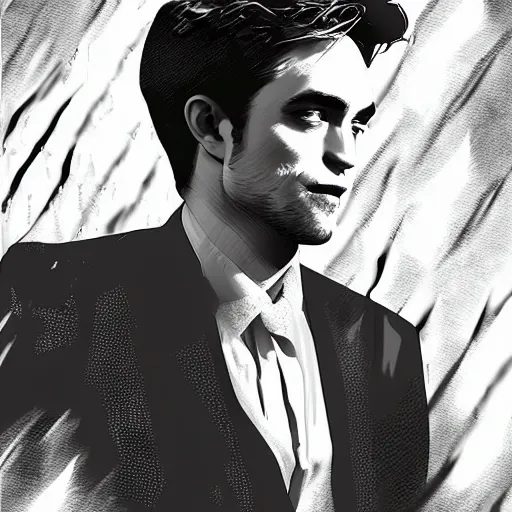 Prompt: robert pattinson as a godfather, digital art