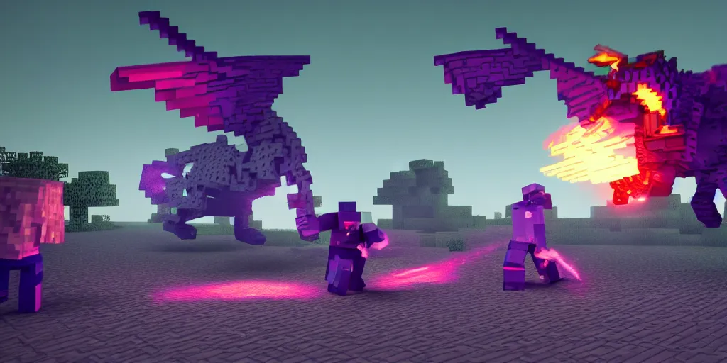 Minecraft Ender Dragon Fight - Blender - Wallpaper - Nova Skin
