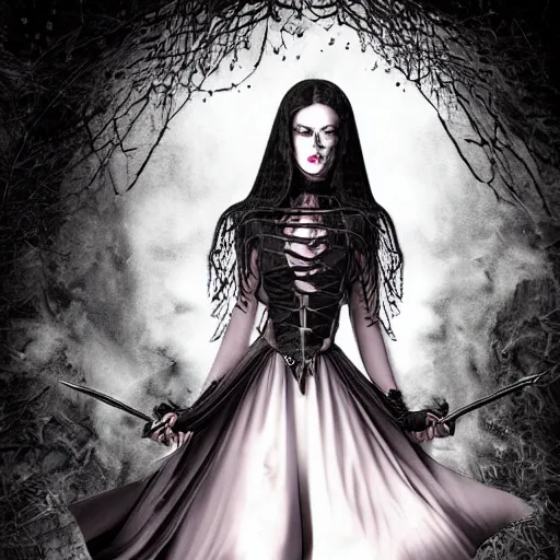 Image similar to disciples 2 style woman portrait dark gothic fantasy