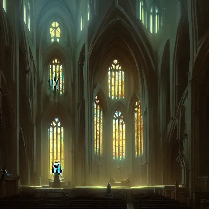 Image similar to curch with chapel, glory light, digital painting, greg rutkowski, artstation, cinematic, matte painting