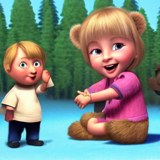 Masha and the bear | Stable Diffusion