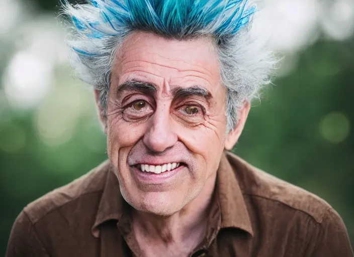 Image similar to portrait photo still of real life rick sanchez, 8 k, 8 5 mm, f. 1 4