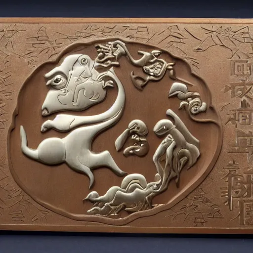 Image similar to monkey and horse forming the shape of Tai Chi, YinYang shaped, super details