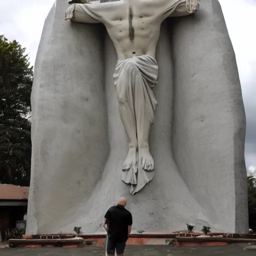 Image similar to giant concrete statue of Jesus Christ on a cross