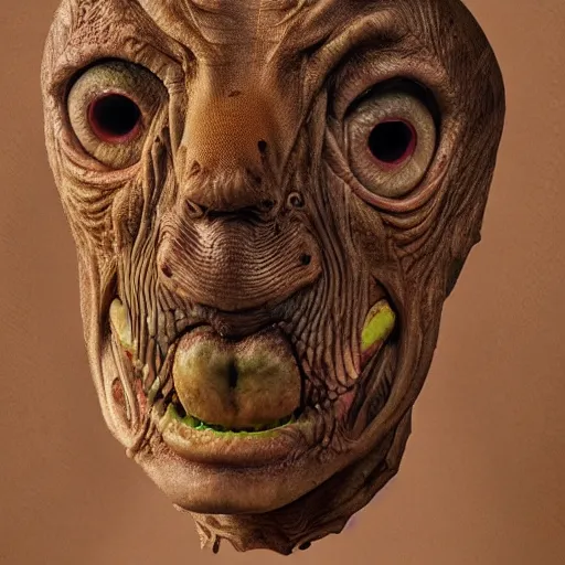 Prompt: portrait shot of a humanoid alien with reptile features, award, winning, sothebys, fine art photography