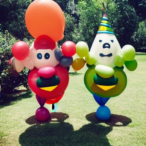 Image similar to anthropomorphic birthday balloon partying