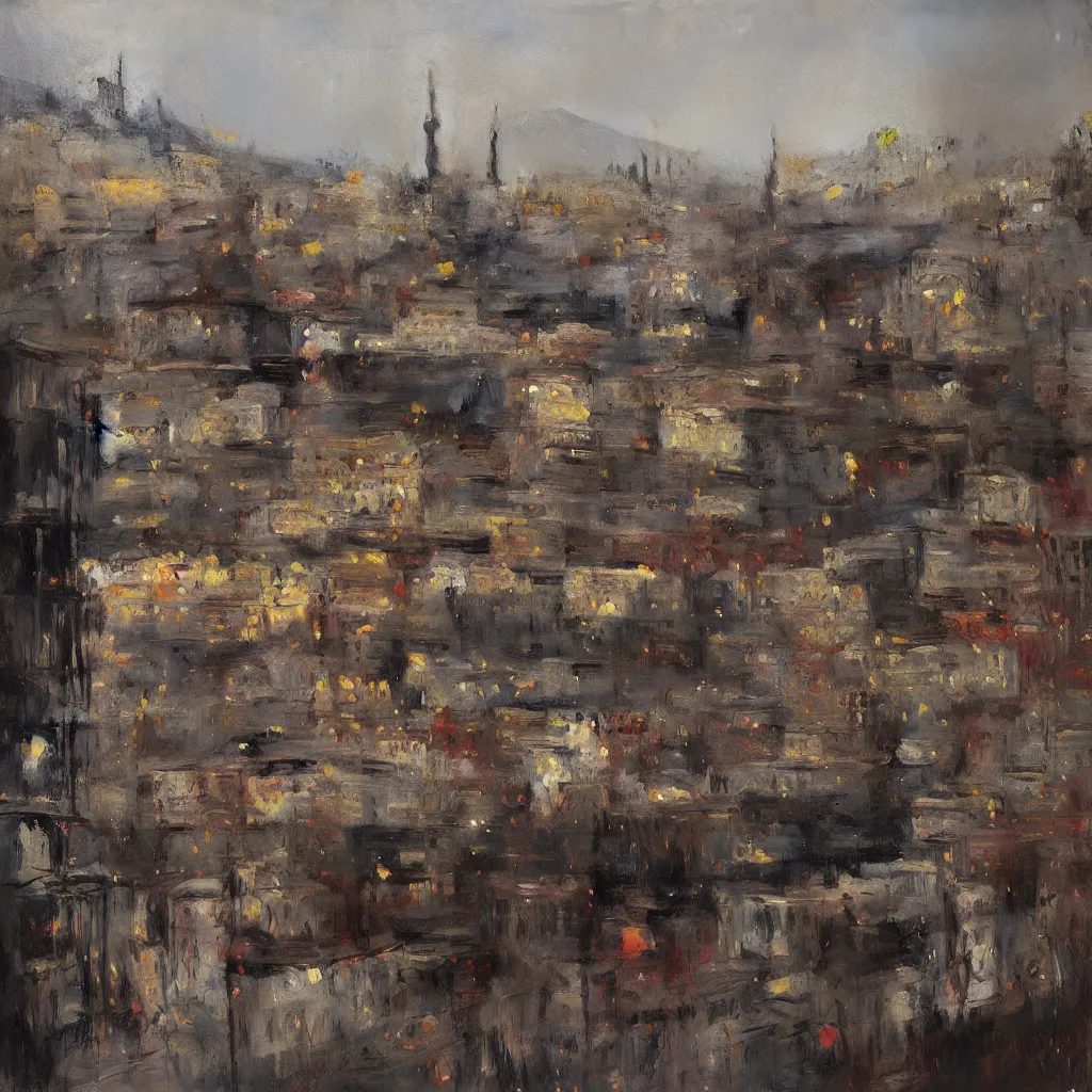 Image similar to tbilisi painted by jeremy mann