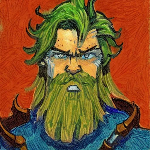 Image similar to A triton hero. Dungeons and Dragons, Wizards of the Coast, Post-Impressionism