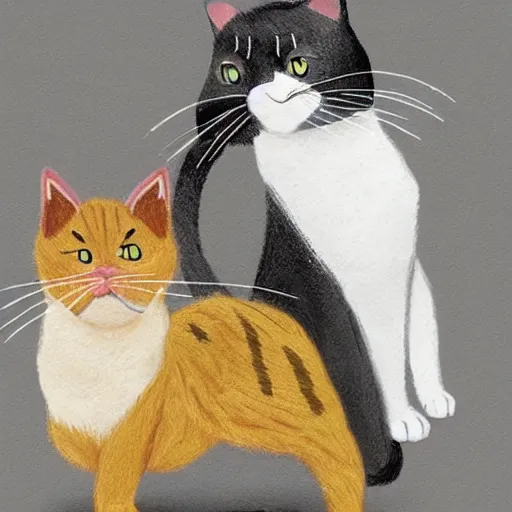 Prompt: cats in the style of adrien girod