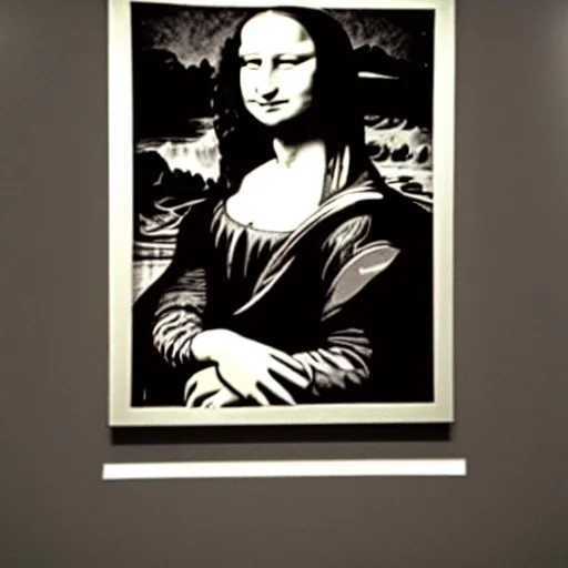 Prompt: Mona Lisa painted by Andy Warhol