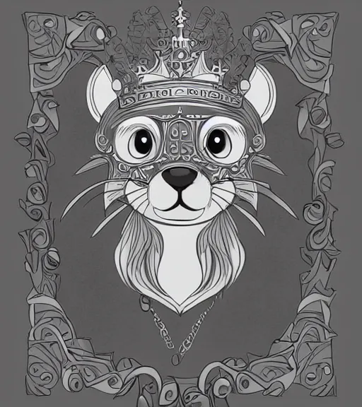 Image similar to expressive stylized master furry artist digital line art drawing full body portrait character study of the anthro male anthropomorphic otter fursona animal person wearing crown and cape royal western king regal intricate ornate