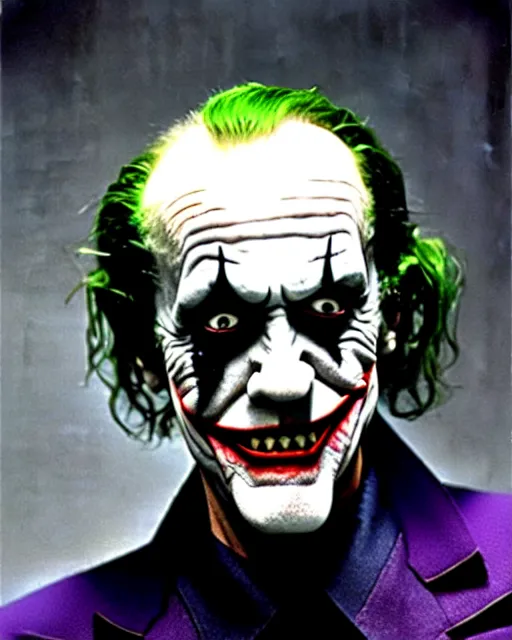 uhd candid photo of george carlin dresed as the joker. | Stable Diffusion