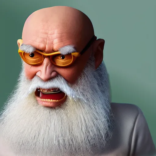 Prompt: a realistic photo of master roshi from dragon ball, as a real human