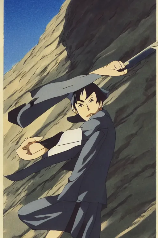 Prompt: anime fine details epic action still of Joji (George Kusunoki Miller), by Studio Ghibli and Edward Hopper. 8k, sharp high quality classic anime from 1990 in style of Hayao Miyazaki