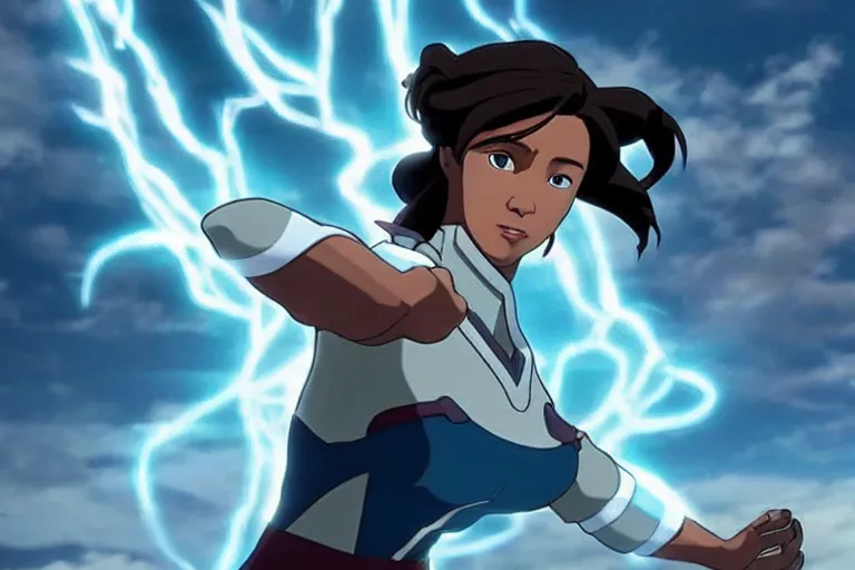 Image similar to live action film still of korra in the new fantasy movie, cinematic lighting