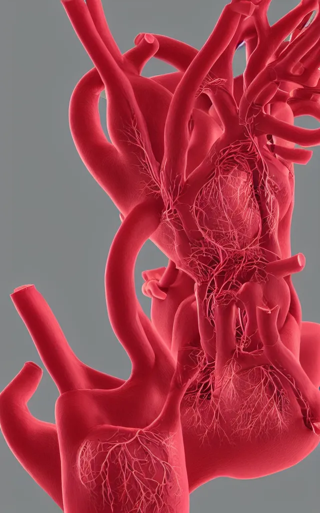 Prompt: scientific medical 3d animation of the detailed veins of a heart arteries in their hands photography 3d octane plastic render greenchromakey background