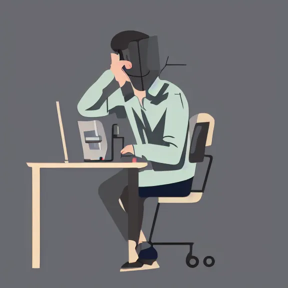 Prompt: vector illustration of a man frustrated with a computer, moody lighting, 4 k, 8 k ultra high definition