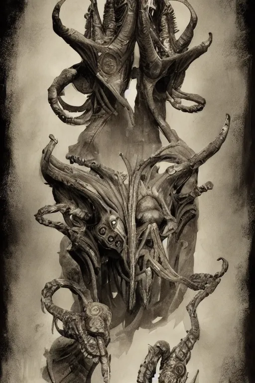 Prompt: creature concept art, weta studios, Guillermo Del Toro, pans labyrinth, Hellboy