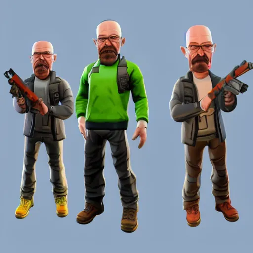 Image similar to walter white fortnite skin, 3 d model, high resolution