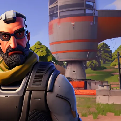 Image similar to Gordon Freeman in Fortnite, 4k screenshot of Fortnite gameplay, 8k hdr showcase