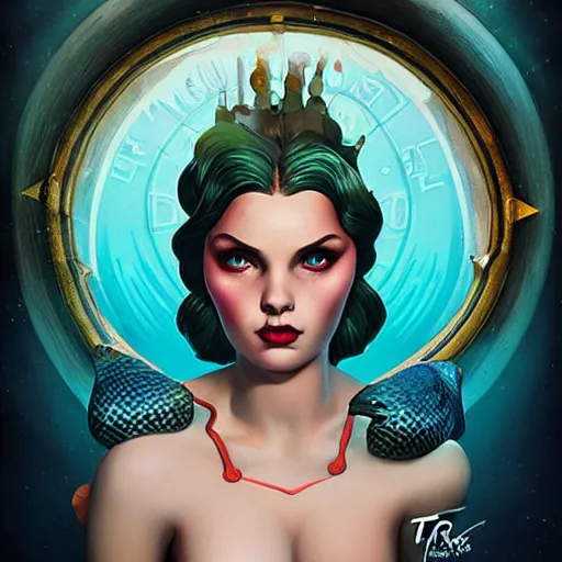 Image similar to lofi underwater bioshock portrait of mermaid, Pixar style, by Tristan Eaton Stanley Artgerm and Tom Bagshaw.