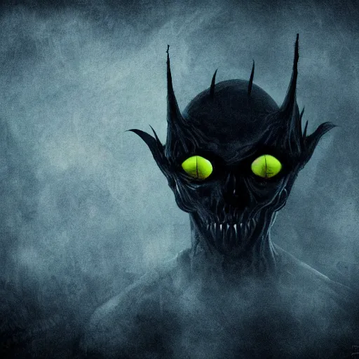 Prompt: creepy dark, devilish creature, bizzare background, eerie feel, dark web, dark colors