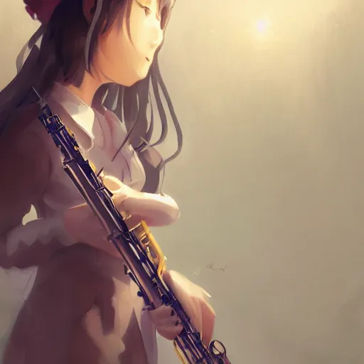 Image similar to anime girl Playing the sax instrument , digital Art, Greg rutkowski, Trending cinematographic artstation