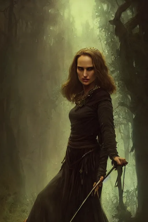 Prompt: natalie portman, witch, lord of the rings, tattoos, decorated ornaments, by carl spitzweg, ismail inceoglu, vdragan bibin, hans thoma, greg rutkowski, alexandros pyromallis, perfect face, fine details, realistic shading photorealism