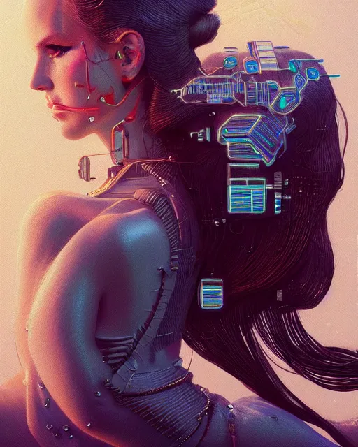 Image similar to portrait of lana del rey as a cyborg. intricate abstract. intricate artwork, by tooth wu, wlop, beeple, dan mumford. concept art, octane render, trending on artstation, greg rutkowski very coherent symmetrical artwork. cinematic, key art, hyper realism, high detail, octane render, 8 k, iridescent accents