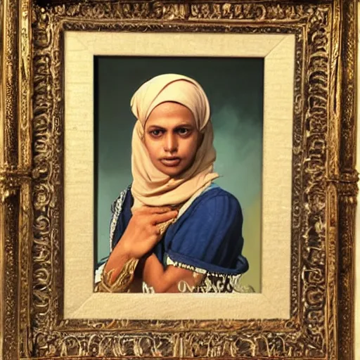 Prompt: portrait of an yemeni woman ( 3 5 ) from yemen in 2 0 2 1, an oil painting by ross tran and thomas kincade