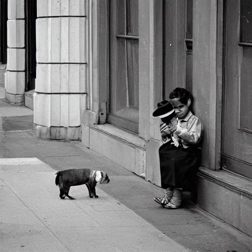 Image similar to street photography by vivian maier. professional photography.