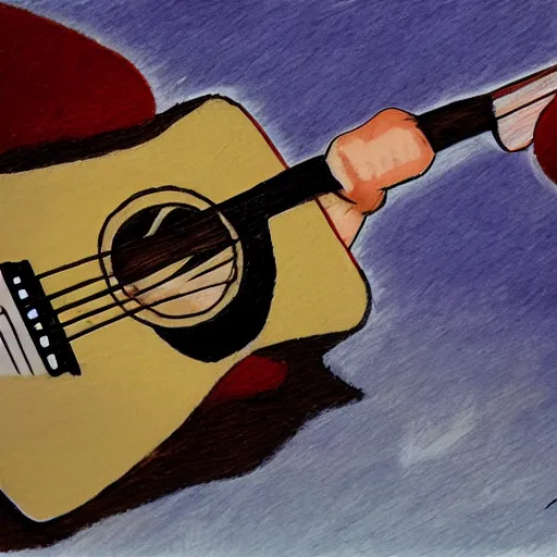 Image similar to concept art of a black mouth cur playing guitar