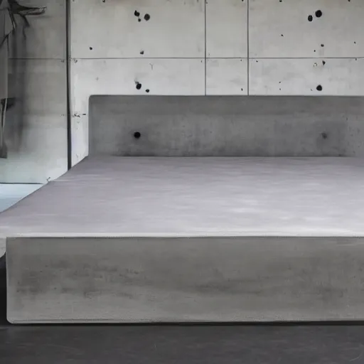 Image similar to a bed made of concrete, no background