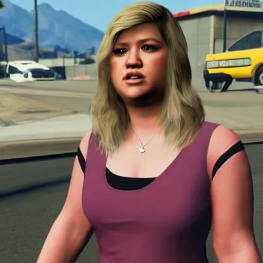 Image similar to young Kelly Clarkson in GTA V, 4k