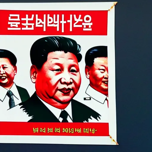 Prompt: xi jinping on a north korean propaganda poster