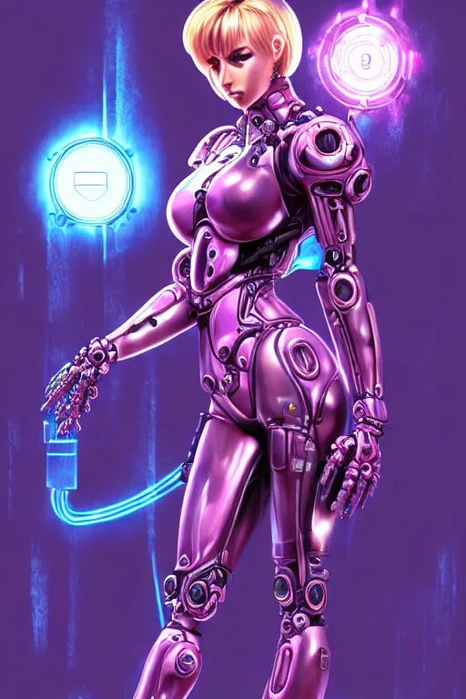 Prompt: samus aran, kowloon cyberpunk, biomechanical oppai, rain, purple and pink neon, by artgerm and kaneko and sorayama and alphonse mucha, trending on artstation