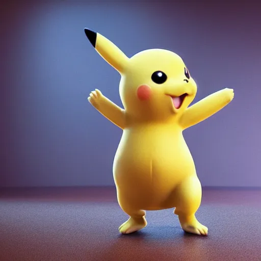 Image similar to extremely detailed high definition ultra focus super detailed hyper realistic Pikachu looking like a real animal real render 3d amazing beutiful lighting visceral hD 8k large