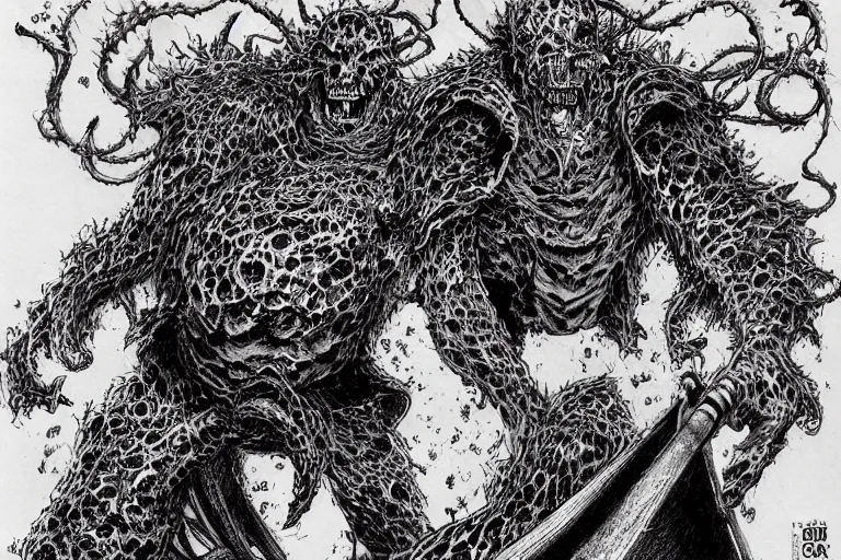 Image similar to Now I am become death, the destroyer of worlds. by kentaro miura, by kim jung gi