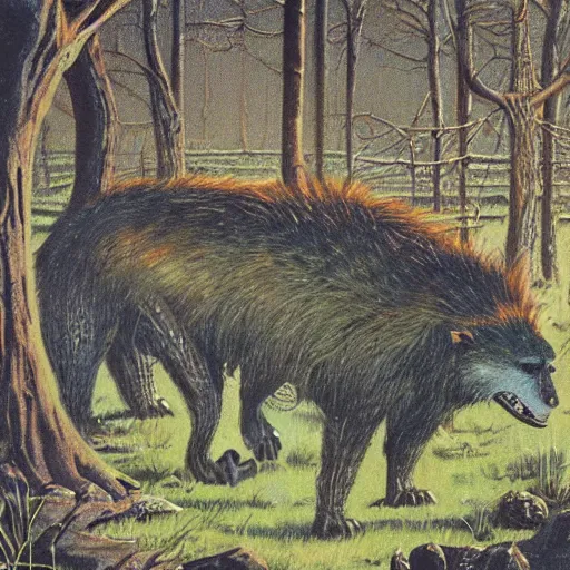 Image similar to gnoll, vintage art, by ed emschwiller