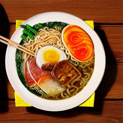 Image similar to mcdonald's style ramen. photography. food photoshoot. advertisment photography. 4 k. realistic.