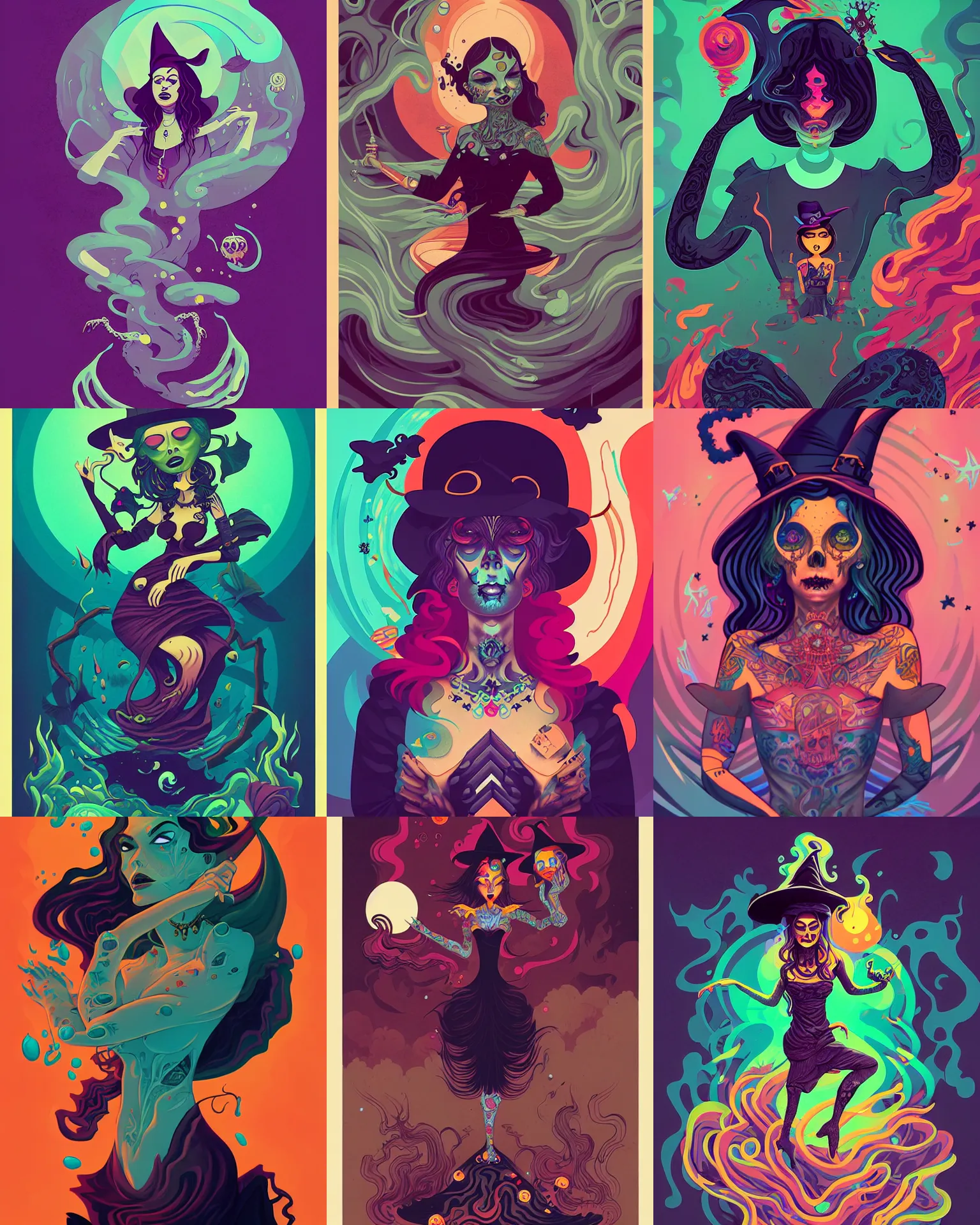 Prompt: witch with full body tattoos, by petros afshar, ross tran, peter mohrbacher, tom whalen, underwater psychedelic smoke
