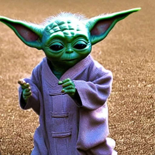 Prompt: baby yoda doing tai chi