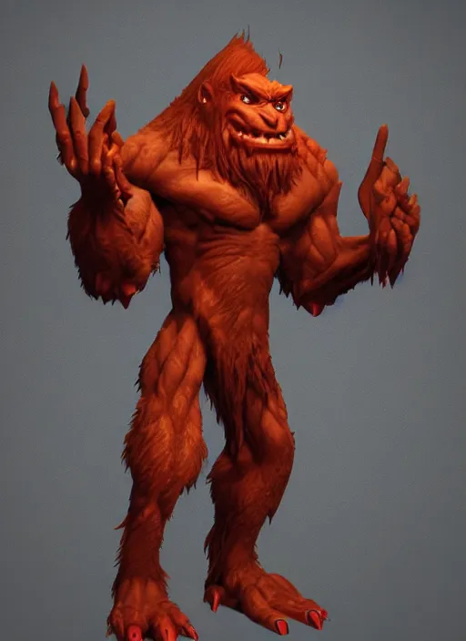 Image similar to а fantasy Proto-Slavic skinny red troll creature inspired blizzard games, full body, detailed and realistic, 4k, trending on artstation, octane render