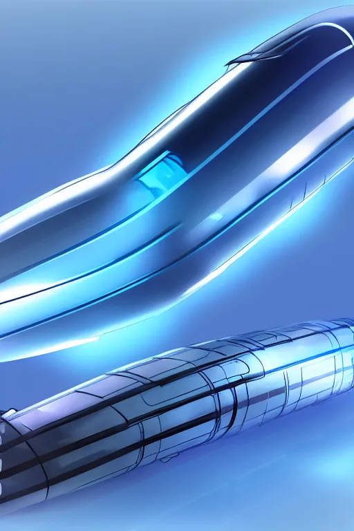 Prompt: transparent long clear blue plastic hyperloop sci fi concept art, zaha hadid, artstation, smooth, sharp focus, black background
