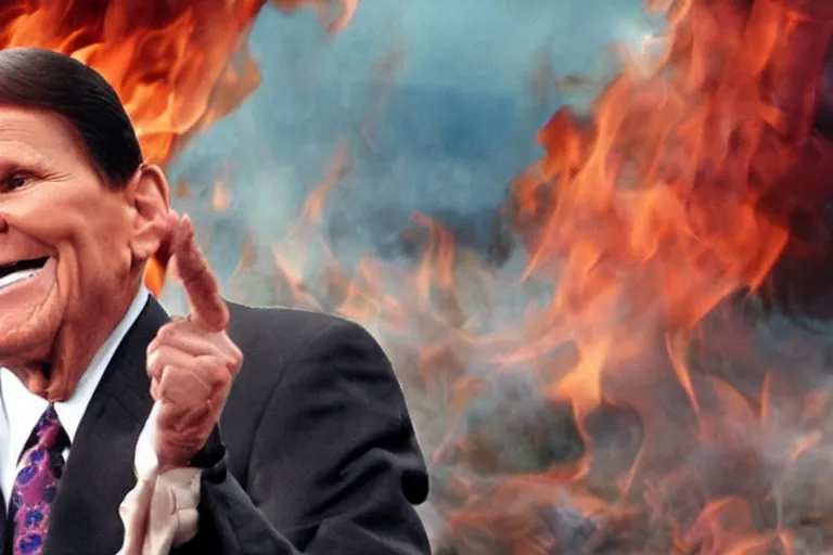 Prompt: kenneth copeland burning in hell